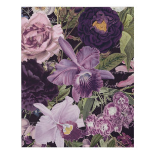 Large-scale-florals purples pinks faux canvas print