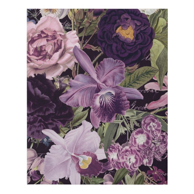 Large-scale-florals purples pinks  faux canvas print (Front)