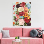 Large-scale-florals yellow orange aqua-background canvas print