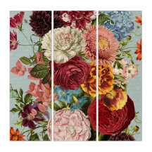 Large-scale-florals yellow orange aqua-background