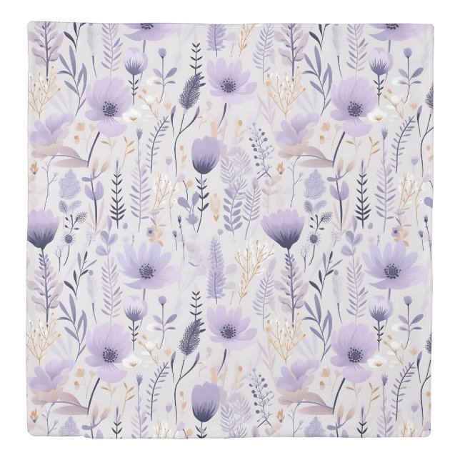 Large Scale Lavendar Botanical Floral Duvet Cover (Front)