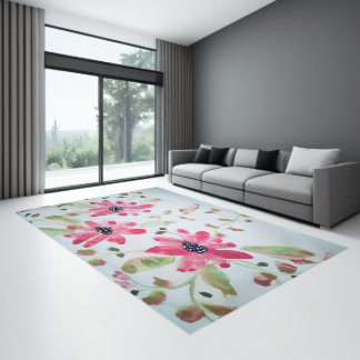 Large Scale Pink Floral Rug