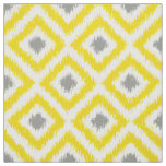 Large Scale Yellow and Gray Ikat Diamonds Pattern Fabric