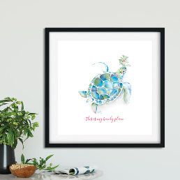 Large Sea Turtle Watercolor Art Poster