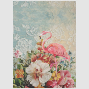 Large Shabby Chic Pink Flamingo Floral Decoupage Tissue Paper