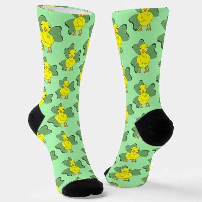 Large Shamrock Chick Pattern Socks (Angled)