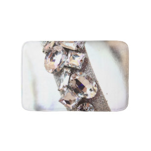 Large Silver Rhinestones Bathroom Mat