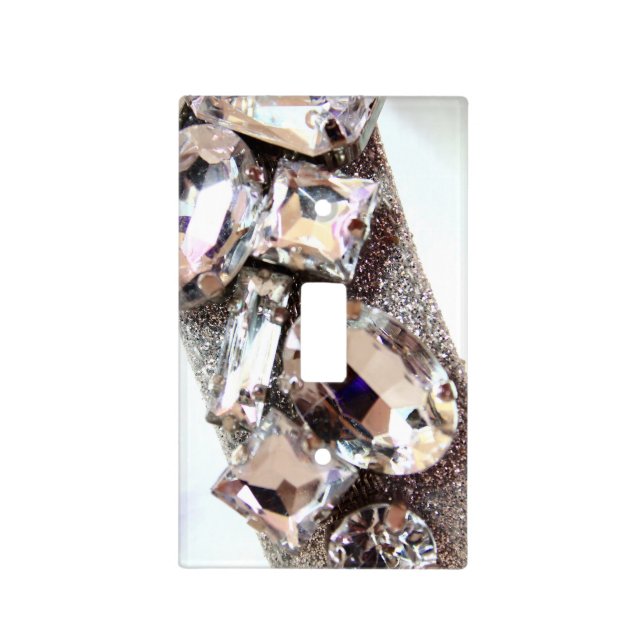 Large Silver Rhinestones Light Switch Cover (Front)