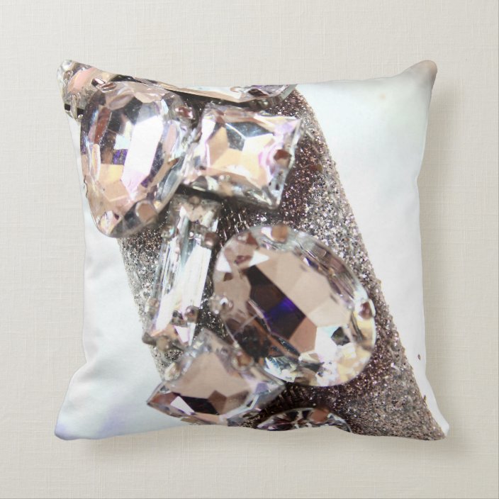 Large Silver Rhinestones Throw Pillow