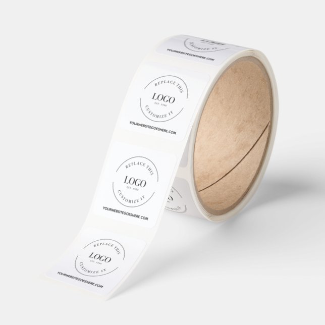 Large Simple Business Logo and Website  Square Sticker (Roll)
