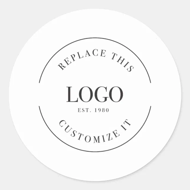 Large Simple Business Logo Customizable Classic Round Sticker | Zazzle