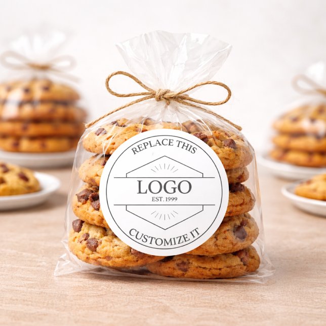 Large Simple Business Logo Customizable Classic Round Sticker (Creator Uploaded)