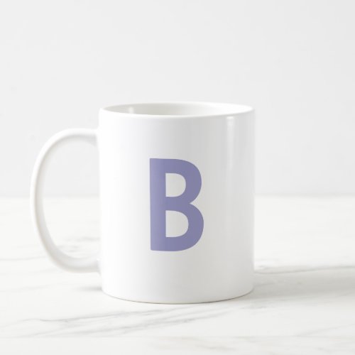 Large simple letter soft lavender initial coffee mug