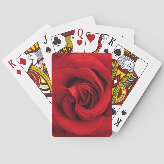 Large Single Red Rose Up Close Poker Cards (Back)