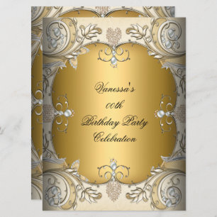 Large Size Birthday Party Sepia Coffee Gold Invitation