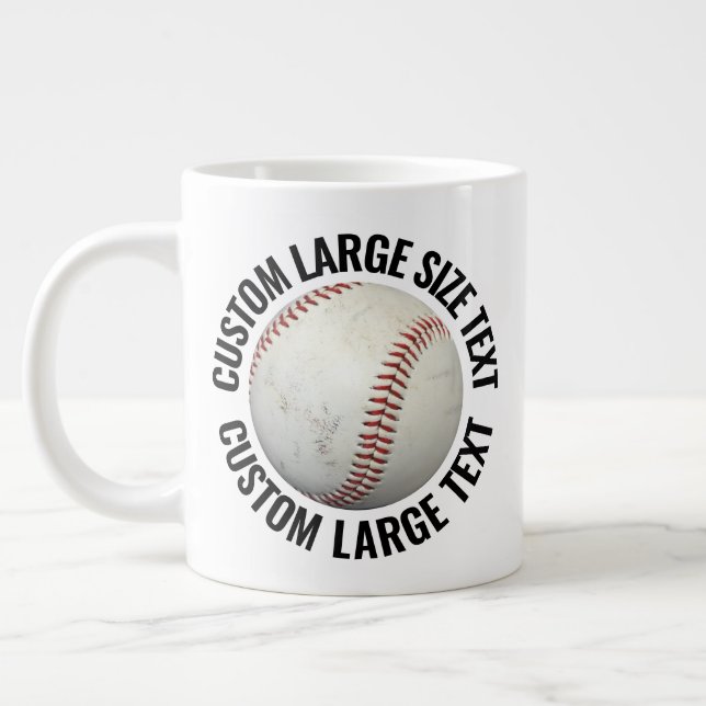 Large Size Personalized Text Baseball Image Custom Giant Coffee Mug (Left)