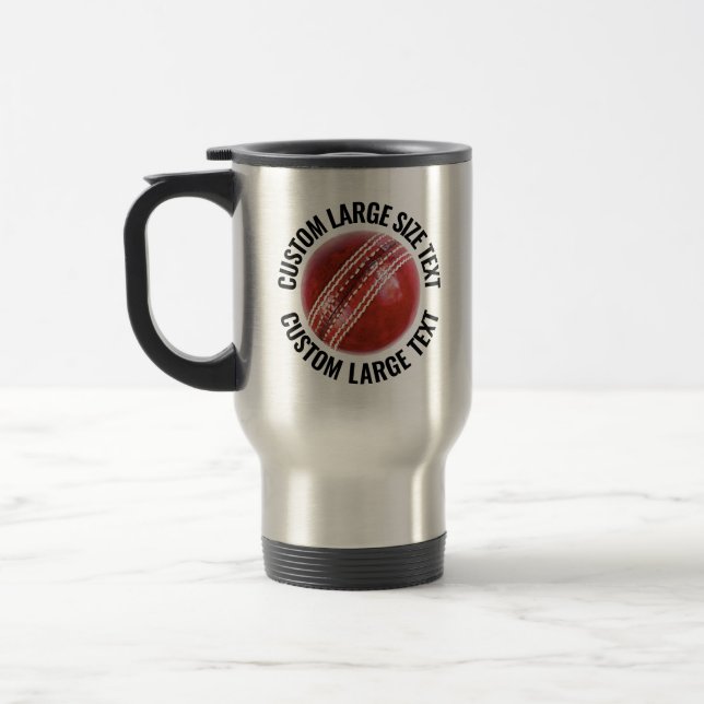 Large Size Personalized Text Custom Cricket Travel Mug (Left)