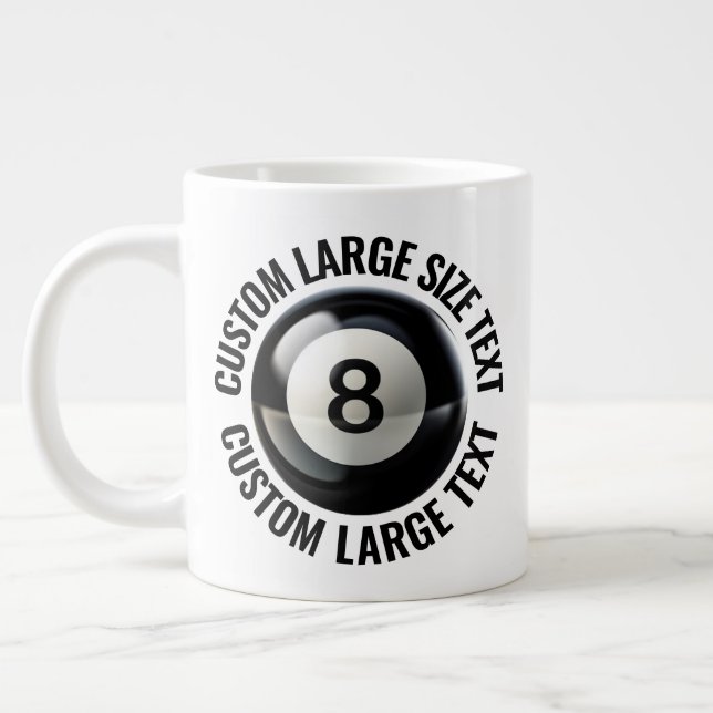 Large Size Personalized Text Giant 8 Ball Mug 20oz (Left)