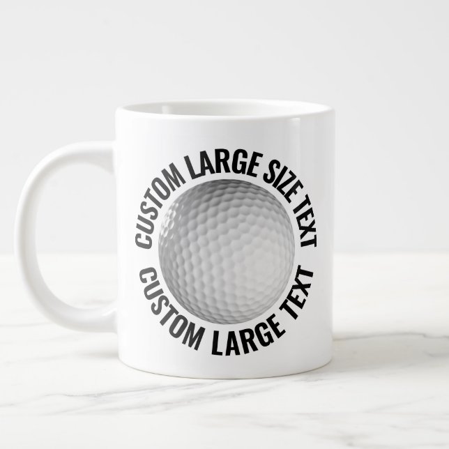Large Size Personalized Text Golf Ball Custom Giant Coffee Mug (Left)