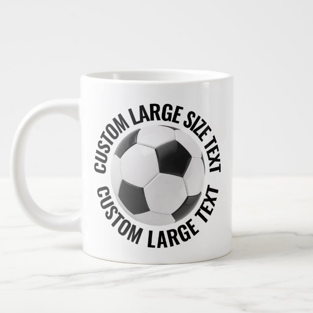 Large Size Personalized Text Soccer Ball Custom Giant Coffee Mug (Left)