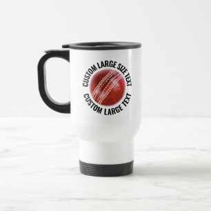Large Size Personalized Text White Custom Cricket Travel Mug