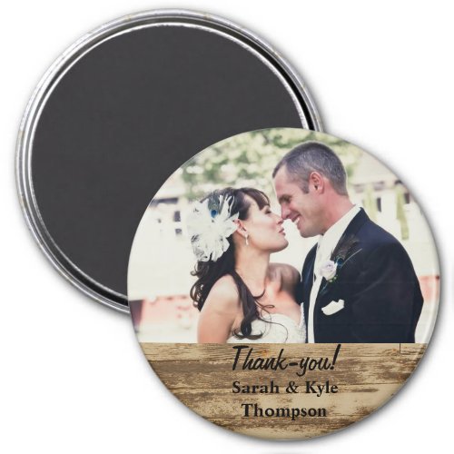 Large Size Rustic Wedding Photo Thank you Magnet