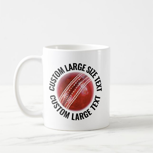 Large Size Text 11oz Personalised Cricket Mug (Left)