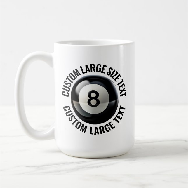 Large Size Text 15oz Personalized 8 Ball Mug (Left)