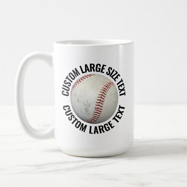 Large Size Text 15oz Personalized Baseball Mug (Left)