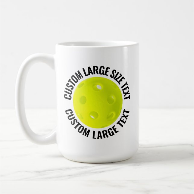 Large Size Text 15oz Personalized Pickleball Mug (Left)