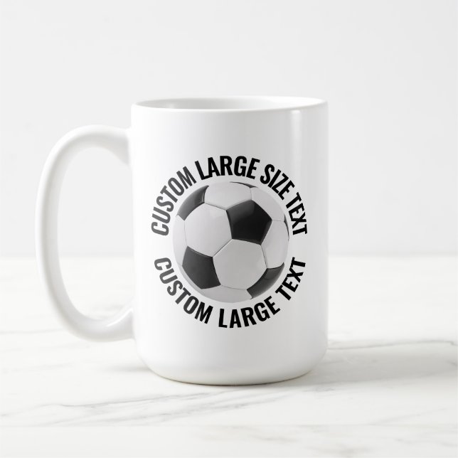 Large Size Text 15oz Personalized Soccer Mug (Left)
