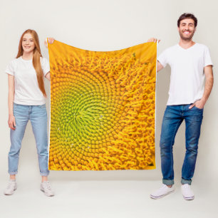 Large Size Yellow Sun Flower Center Image Printed Fleece Blanket