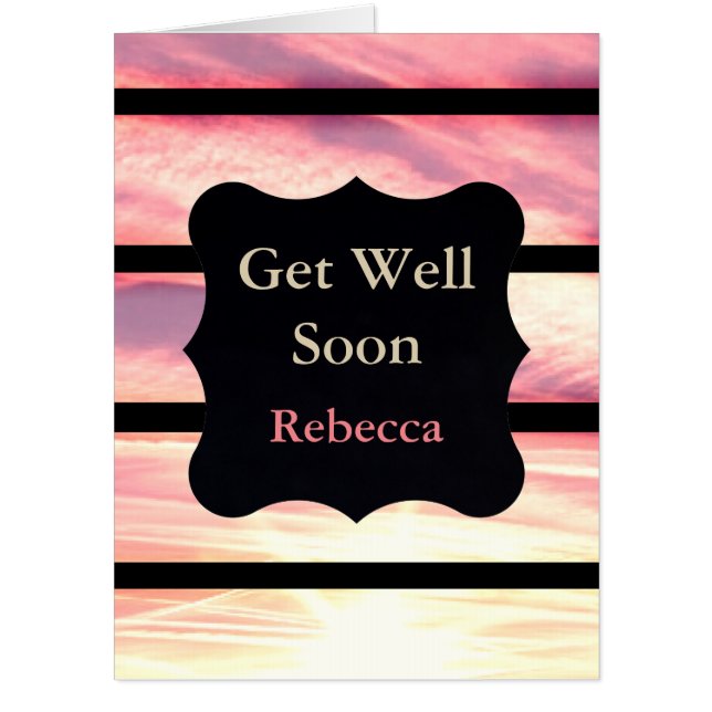 Large skyscene personalised Get Well Soon Greeting Card (Front)