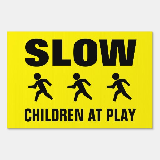 Large slow down children playing caution sign | Zazzle