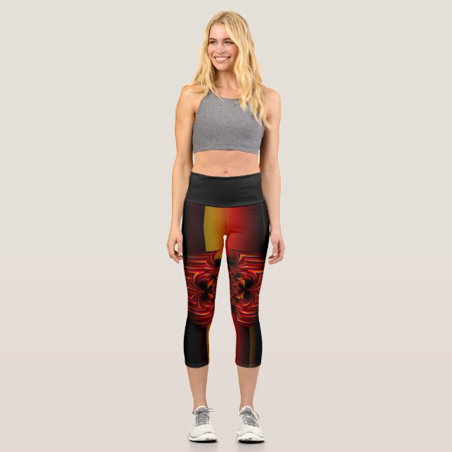 Large Small Stripes With Bow Capri Leggings (Front)