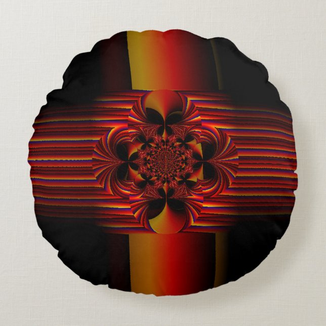 Large Small Stripes With Bow Round Pillow (Front)