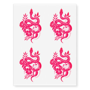 Large Snake & Flowers Realistic Temporary Tattoos