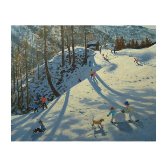 Large Snowball Zermatt Wood Wall Decor (Front)