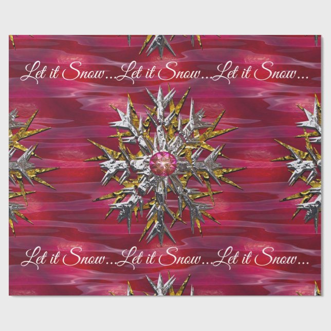Large Snowflake Over Paris Specialized Glossy Wrapping Paper (Flat)