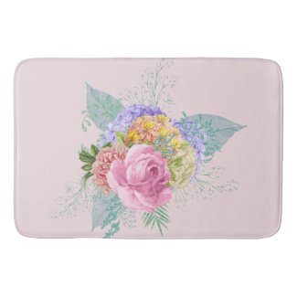 Large Soft Pink Flower Bouquet Bath Mat