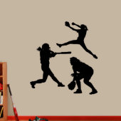 Large Softball Girls Black Wall Decal (Front)