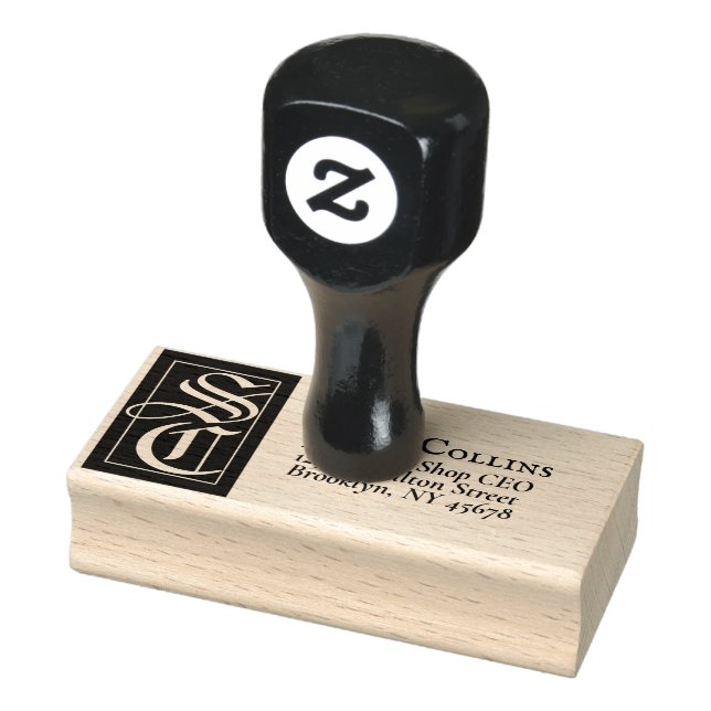 Large Solid Monogram Return Address Rubber Stamp (Stamp)