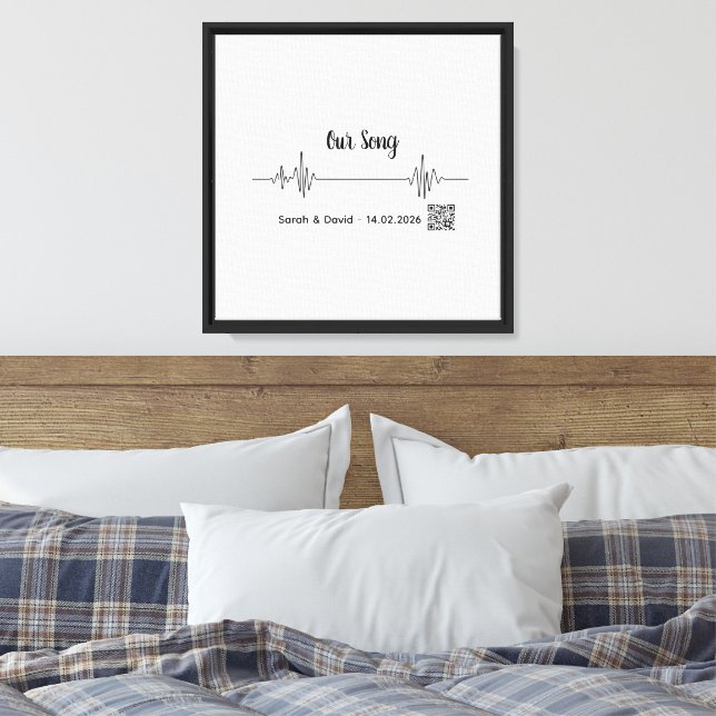 Large Soundwave Song Art Canvas-Interactive Weddin Canvas Print (Insitu(Bedroom))