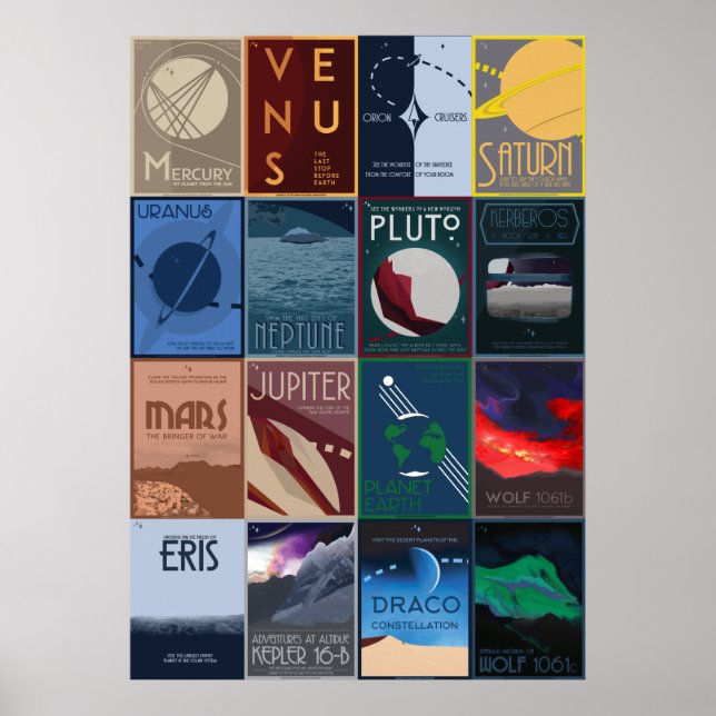 Large Space Travel Poster Collection (Front)