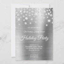 Large Sparkly Rhinestone Silver Foil Holiday Invitation