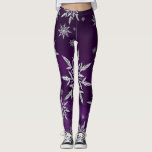 Large Sparkly Silver Snowflakes on Purple Leggings