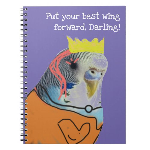 Large spiral crowned parakeet notebook