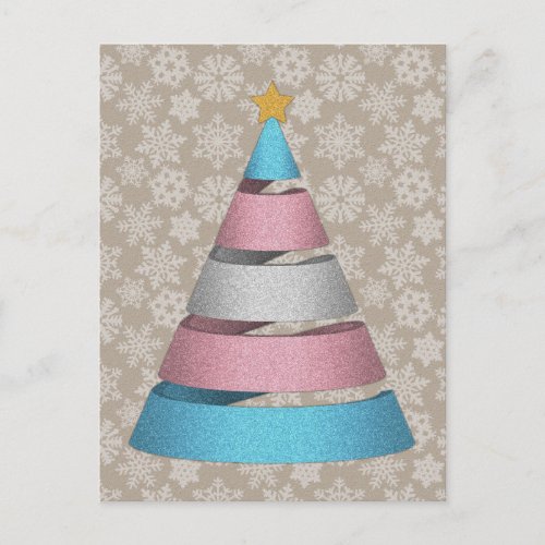 Large Spiral Transgender Pride Flag Christmas Tree Holiday Postcard