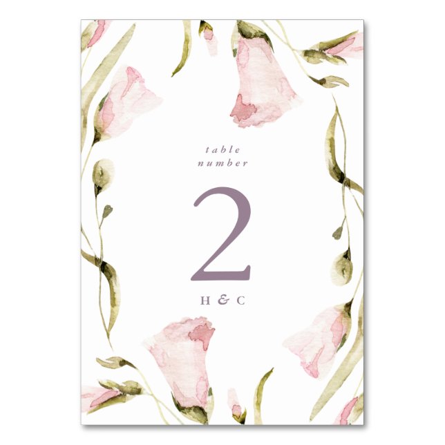 Large Spring Boho Wildflower Pampas Wedding Table Number (Front)