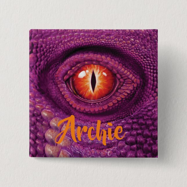 Large square Badge with monogram Dragon's Eye Button (Front)